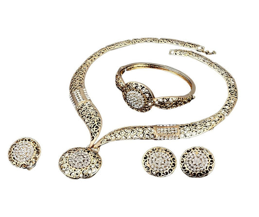 SYGA 4 Piece Jewelry Set Alloy Necklace,Earrings,Bracelet,Ring Set for Party Wedding Festive for Women & Girls Accessories