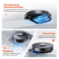 ILIFE T20s Pro Robot Vacuum Cleaner with Advanced LiDAR Navigation, Self-Emptying for Up to 10 Weeks, 6500Pa Suction, Simultaneous Vac and Mop, Multi Floor Maps, Customized Cleaning, App, Alexa & GH