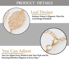 SYGA Women's Metal Belt, Fashionable And Versatile,Leaf Hollow Air Decorative Dress Waist Chain(Gold)