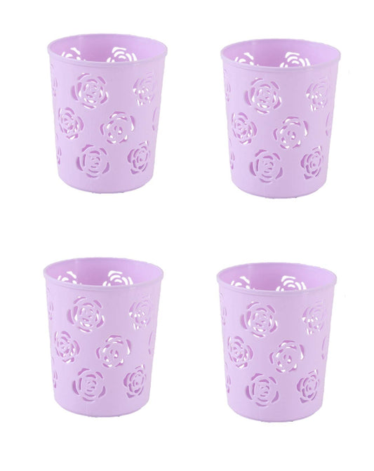 SYGA 4 Pieces Plastic Round Shape Storage Pen Holder_Purple