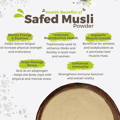 Organic Safed Musli Root Powder – 100g | Ayurvedic Supplement for Strength, Stamina, Vitality & Performance