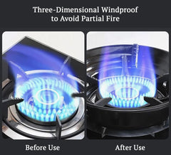 SYGA Gas Stove Fire Windproof Cover Non-Slip, Energy-Saving Stand Support Bracket (1, Black)