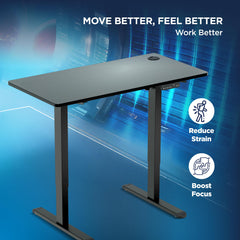 The Sleep Company - Electric Height Adjustable Desk | Ergonomic Work from Home Table | 4 Memory Presets | 2 Years Warranty | 1200 x 600 Thick Top | Free Installation | Black & Black
