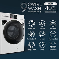 IFB 7 Kg 5 Star, DeepClean® Technology, AI Powered, WiFi, Fully Automatic Front Load Washing Machine (SERENA GXN 7012 CMS, PowerSteam®, 9 Swirl, Steam Refresh, Inbuilt Heater, Eco Inverter, Grey)