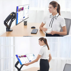 SYGA NB F160 Dual Monitor Desk Mount, Gas-Strut Arm for 17-27 inch Screens, 9kg Load Capacity per Arm, Black