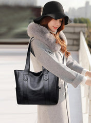 SYGA Women's Crossbody Bag, Single Shoulder Strap, Zipper Closure, Genuine Leather, Black