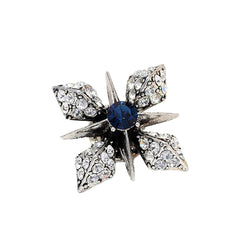 SYGA Men's Collar Pin, Cross Design, Silver Tone with Crystals, Blue