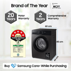 Samsung Smart Choice 12 kg, 5star, AI Ecobubble, Super Speed, Wi-Fi, Hygiene Steam with Inbuilt Heater, Digital Inverter, Fully-Automatic Front Load Washing Machine (WW12DG5B24AXTL, Inox)