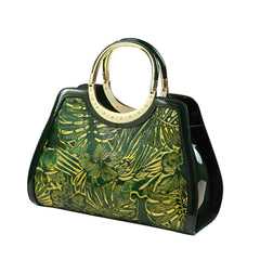 SYGA Women Elegant Embossed Heart-Shaped Handbag – Polyester Vintage Style with Metal Ring Handle