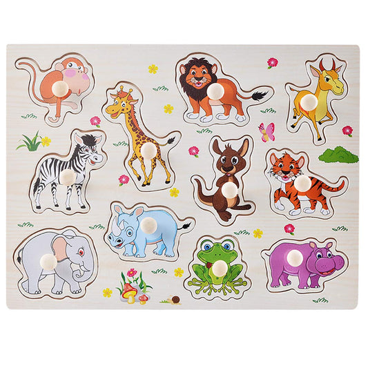 SYGA Educational Wooden Animal Block Puzzle Animal Learning Toy