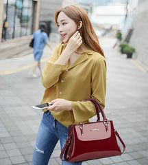 SYGA Pack of 3 Women's Glossy Patent Leather Clutch,Wallet & Handbag, Zipper Purse Suitable Gift for a Festival,occasion,Birthday(RED)