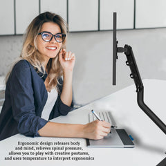 SYGA Monitor Arm for Screens up to 32 Inches, Black, Height Adjustable Stand Fits Most Flat Panel Displays