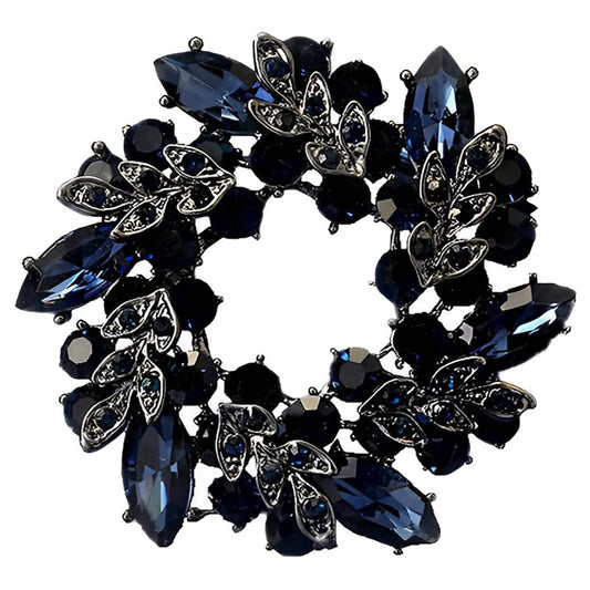 SYGA Brooch Pin Fashion Crystal Rhinestone Jewellery Pin Vintage Accessories Decoration Clothing Bouquet Brooches for Bridal Women Girl (BLUE-CIRCLE)
