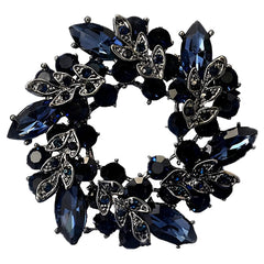 SYGA Brooch Pin Fashion Crystal Rhinestone Jewellery Pin Vintage Accessories Decoration Clothing Bouquet Brooches for Bridal Women Girl (BLUE-CIRCLE)