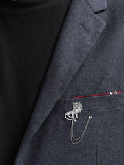 SYGA Men's & Women Suit Shirt Stud Lapel Pin Chain Tassel Brooch Pin with Crystal Chain(ancient silver lion)