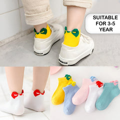 MOMISY 5 Pairs Baby Girl Boys Tube Socks Toddlers Infant Solid Color Boat Spring and Autumn Socks Stretch Baby Sock - Multicolor (IN, Age, 9 Years, 12 Years, Bow)