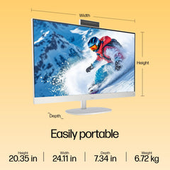 HP All-in-One, Intel Core Ultra 7 155U (16GB DDR5,1TB SSD) IPS, 300 nits, Anti-Glare, 27inch(68.6cm) FHD, Win11, M365, Office24, Shell White, 6.72kg, FHD IR tilt Camera w/Privacy shuttter, 27-cr1009in