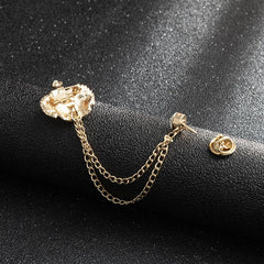 SYGA Men's & Women Suit Shirt Stud Lapel Pin Chain Tassel Brooch Pin with Crystal Chain(New Golden Crown)