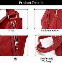 SYGA Women's Tote Bag, Large Capacity, Crossbody or Shoulder Style(Red)