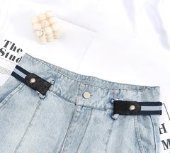 SYGA Jeans Belt Elastic Women's Punch-Free Decoration buckle Style Lazy Belt