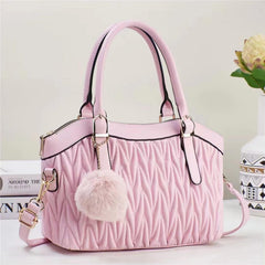 SYGA Women's Handbag New Solid Color Soft Leather Vegetable Bag Large Capacity Simple Foreign Style Mother Bag (Pink)
