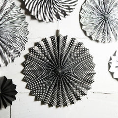 SYGA 6 Pieces of Paper Flower Fan Decoration Background Wall DIY Paper Fan Flower Ball Set(Black)