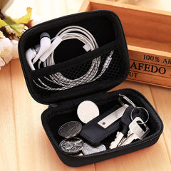 SYGA Headphone Storage Bag Mobile Phone Data Cable Charger Storage Box Headphone Bag Digital Storage(Black)