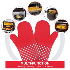 SYGA Set of 2 Heat 572?F Resistant Glove, Suitable Dishwasher Microwave Kitchen Professional Baking BBQ Mitten(Red)