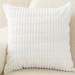 MOMISY Corduroy Cushion Throw Pillow Covers Pink 45 x 45cm, 18x18 inch (White, 5)