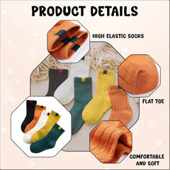 MOMISY 5 Pairs Baby Girl Boys Tube Socks Toddlers Infant Solid Color Boat Spring and Autumn Socks Bamboo Stretch Crew Baby Socks - Multicolor, Extra Large 9 to 12 Years