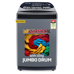 Voltas Beko, A Tata Product 10 Kg 5 Star Fully-Automatic Top Loading Washing Machine (WTL1006UEA/OBS1060, Grey, Double Waterfall Technology)