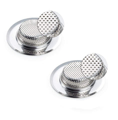 SYGA 2 Pieces Heavy Duty Rust Free Stainless Steel Medium Kitchen Sink Strainer Plug, Filter Stopper Mesh Jali Long Hair Food Blockages Cleaning Tool for Bathroom Kitchen Sink, 9.0 cm