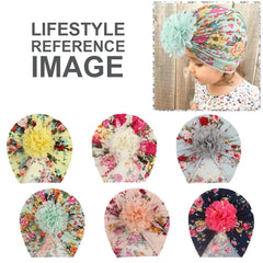 SYGA Baby Turban Hat, Toddler Beanie Cap Infant Hat 6 Month-4 Years Cotton Floral Baby Cap Headwear Unisex With Big Flower Soft Cute Hat, Multicolor