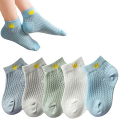 MOMISY 5 Pairs Tube Socks for children Toddlers Infant Baby Girl Boys (ThinCrown-Boys, 3 Year to 5 Year)