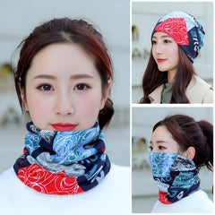 MOMISY Women Unisex Winter Beanie Hat & Neck Warmer | Knitted Multifunctional Scarf Cap with Letter Print | Warm Pullover Hat (in, Alpha, Free Size, LoveBlack)