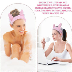 MOMISY Elastic Lovely Hair Band, Washable Facial Band, Makeup Wrap Headbands for Women (PInk, Medium)