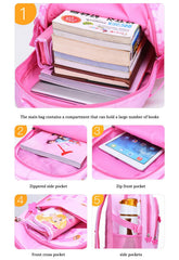 SYGA Girls Schoolbag, Lightweight and Cute Printed Design For Primary School Students (Pink)