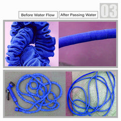 SYGA Foreign Trade Telescopic Water Pipe Household Car Wash High-Pressure Water Garden Water Spray Set High-Pressure Water Pipe Hose Car Wash Water Gun(60m Blue)