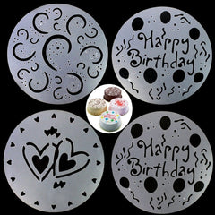 Syga Set Of 4 Decorative Baking Cake Stencils Tool Kit,Plastic,19.5 Cm,Silver
