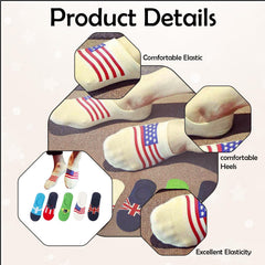 MOMISY Unisex Cotton Invisible No show Cotton Loafer Adult Socks for men & Women (Multi-colour Pack of 5)-Free Size (Flag)