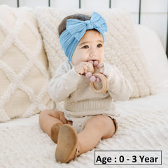 SYGA Baby Headbands Soft Nylon Bow Hairbands Strechable for Newborns, Infants, Toddlers and Kids 0-3 Years (Beige)