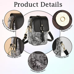 MOMISY Women’s Crossbody Sling Bag | PU Leather Mini Shoulder Bag with Adjustable Strap & Multi-Pocket Design (Black)
