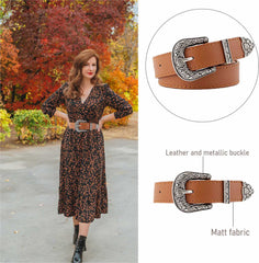 SYGA Women's PU leather Retro Pin Buckle Waist Belt Waist Size 29 Inch to 35 Inch, Black (Pack of 1)