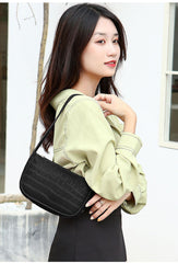 SYGA Women's Black Handbags Crocodile Pattern Bag Ladies Shoulder Bag