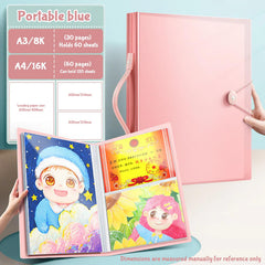 SYGA A3 Children's 90 Pages Diamond Painting Storage Book,Diamond Painting Portfolio Award Collection Album Painting Art Work Storage Bag Drawing Paper Folder(A3+A4* can hold 180 sheets Pink)