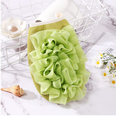 SYGA 2-in-1 Skin-Friendly Bath Towel Flower Scrub Gloves Foaming Clean Bath Sponge Double-Sided Bath Tub Body Shower Scrub (Blue)