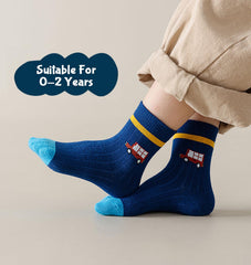 SYGA 5 Pairs Baby Socks, Toddlers Infant Cotton Stretch Crew Socks with Yellow Dinosaur Design, Suitable for 0-2 Years baby