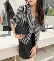 SYGA Women's Handbags Fashion Black Versatile Shoulder Bag With Zikzak Design