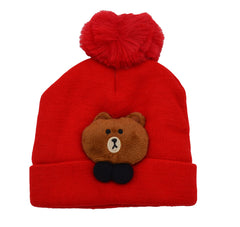 SYGA Unisex Baby Cap for Infant Taddy Winter Cap 12-24 Month - Red