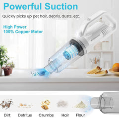 SYGA Car Vacuum Cleaner Car Portable Mini Vacuum Cleaner Home Handheld Wireless High Power Vacuum Cleaner Exclusive Model with Floor Brush 12000pa Suction 6000mAh Power + 5 Filter Elements